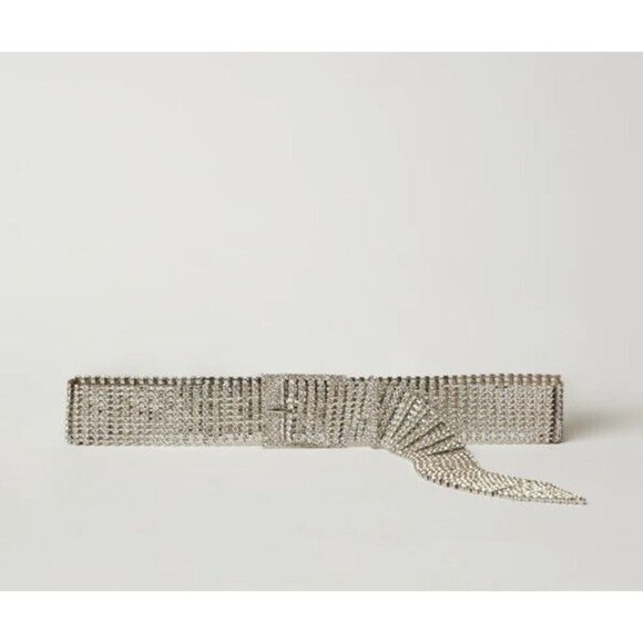 B-Low the Belt Silver Rhinestone Belt - Picture 1 of 4
